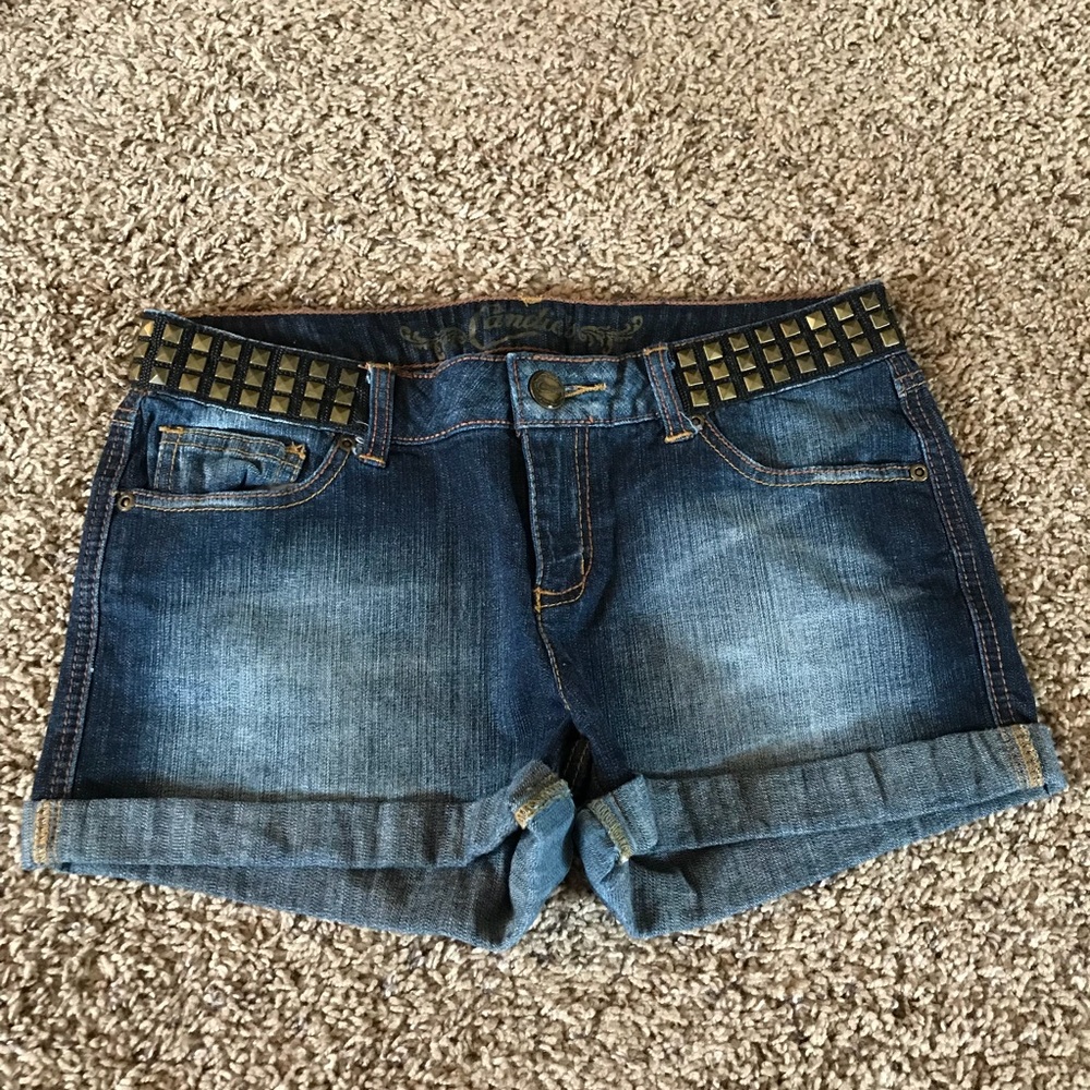 Studded jean shorts